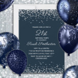 Navy Blue Silver Diamond Glitter 21st birthday Invitation<br><div class="desc">Elegant and chic navy blue 21st birthday party invitation for women with sparkling glitter and a white calligraphy / script text. Text and fonts are completely customisable on this invitation so you can change this to work for any age. Contact us for help with your customisations or to request matching...</div>