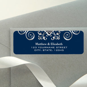Navy Blue Silver Flourish Wedding