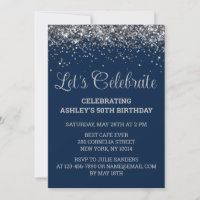 Navy Blue & Silver Glitter 50th Birthday Party