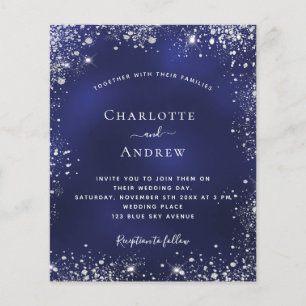 Navy blue silver glitter QR wedding invitation Flyer