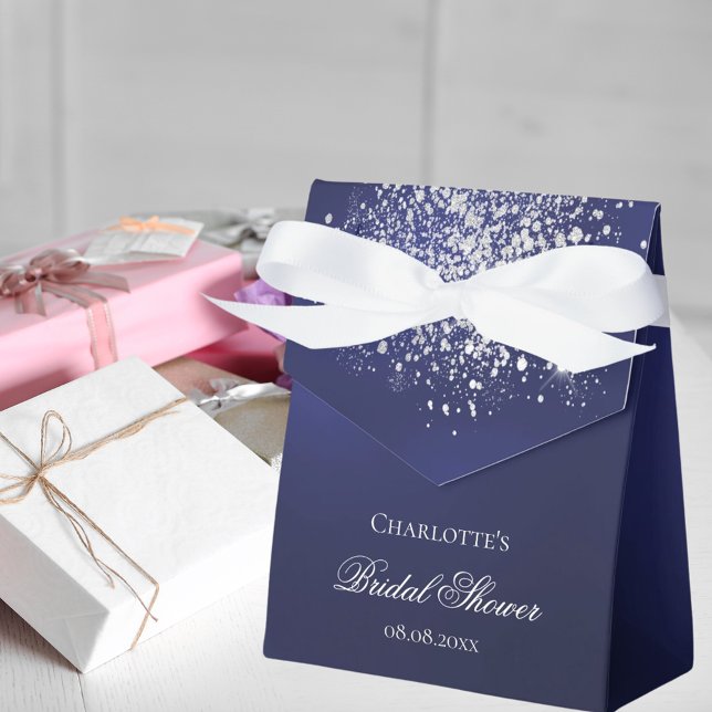 Navy blue silver glitter thank you bridal shower favour box (Creator Uploaded)