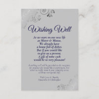 Navy Blue & Silver Grey Wedding Wishing Well Poem
