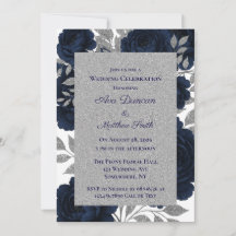 Navy Blue & Silver Leaves Wedding Celebration