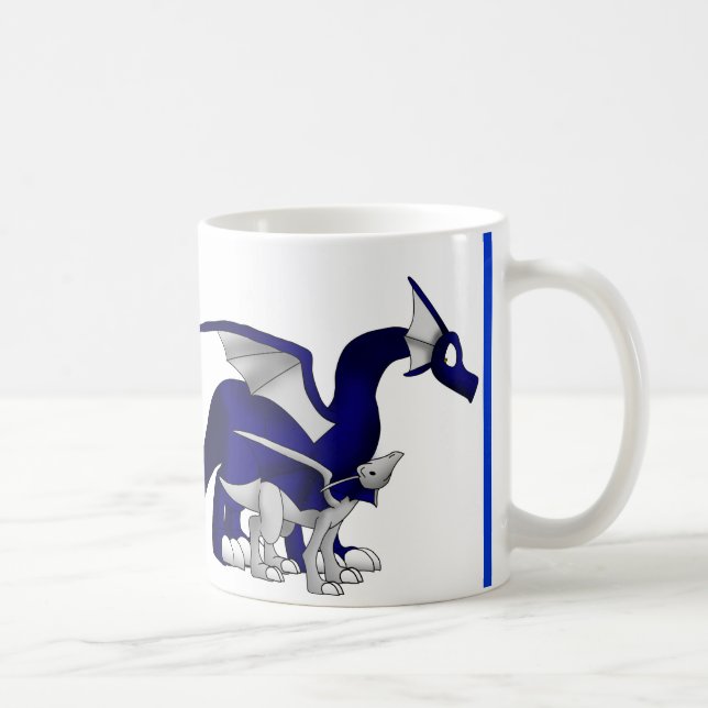 Navy Blue/Silver Mother and Child Dragons Mug (Right)