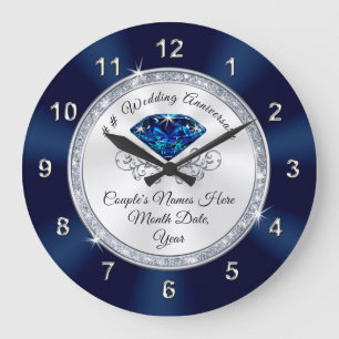 Navy Blue, Silver Personalised Anniversary Clock