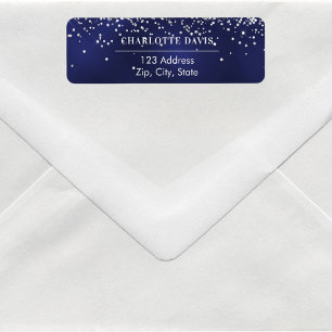 Navy blue silver return address