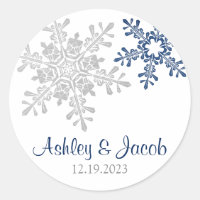 Navy Blue Silver Snowflake Wedding