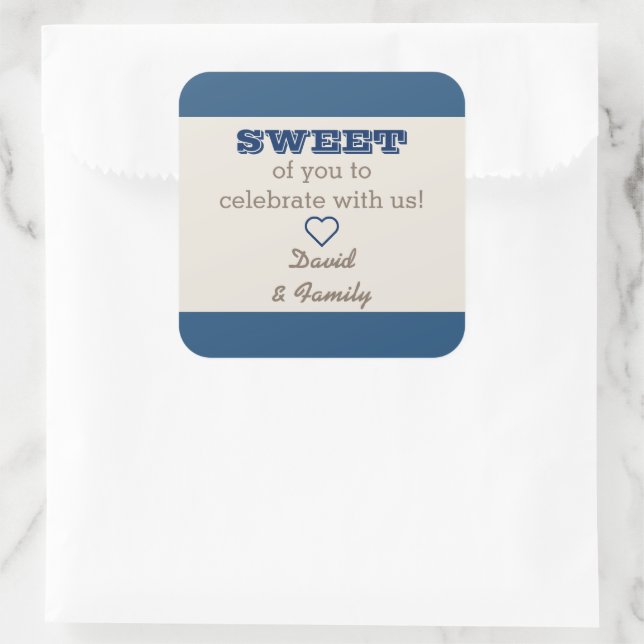 Navy Blue & Silver Sweet Treat Bag Sticker (Bag)