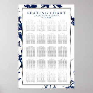 Navy Blue, Silver & White - 20 Seating Chart