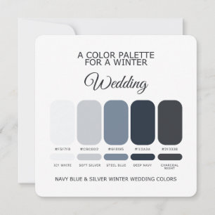 Navy Blue Silver Winter Wedding Palette 2026 Card