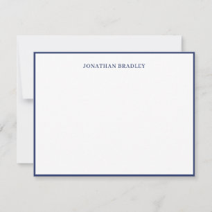 Navy Blue Simple Border Elegant Typography Card