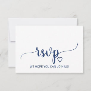 Navy Blue Simple Calligraphy Menu Choice RSVP Card