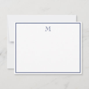 Navy Blue Simple Classic Vintage Initial Letter Card