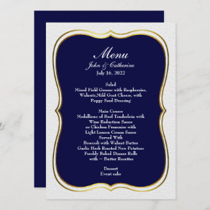 Navy Blue Simple Elegance Wedding Menu