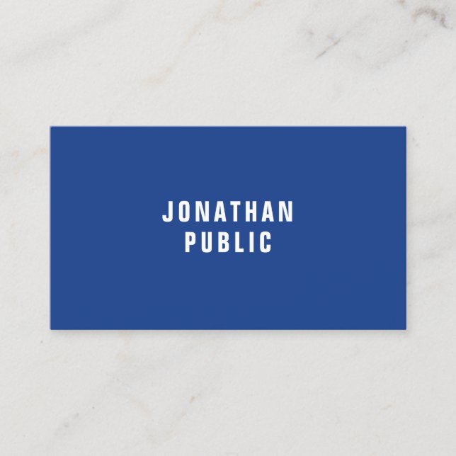 Navy Blue Simple Elegant Design Professional Luxe Business Card (Front)