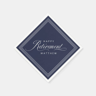 Navy Blue Simple Elegant Retirement Party Napkin