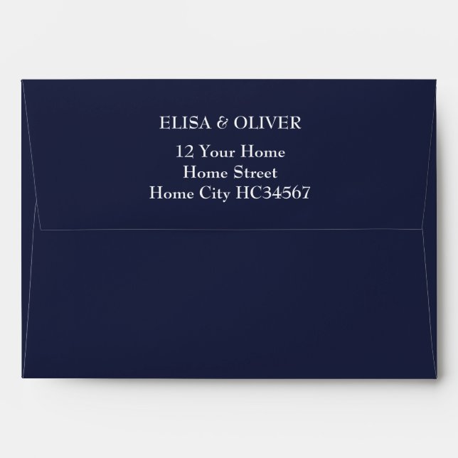 Navy Blue Simple Elegant  Return Address Envelope (Back (Top Flap))