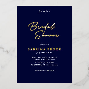 Navy Blue Simple Minimalist Bridal Shower