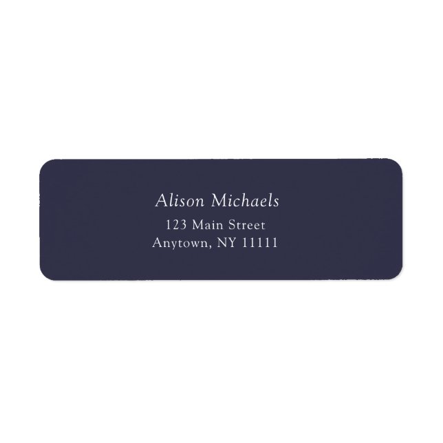 Navy Blue Simple Minimalist Return Address Label (Front)