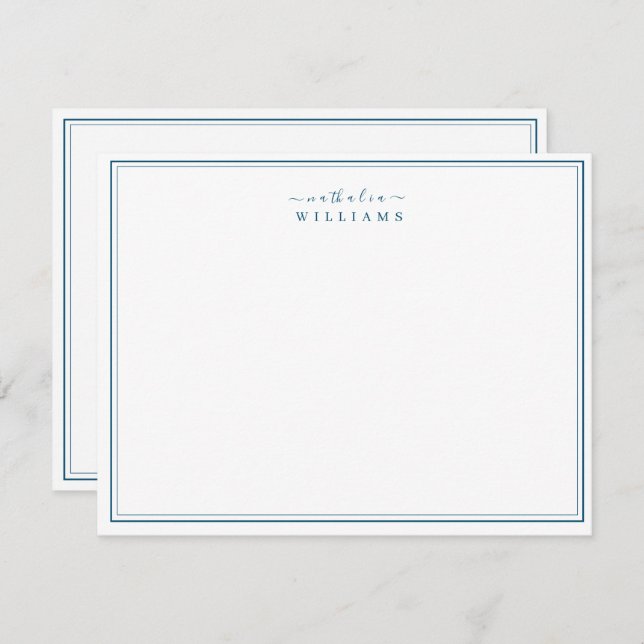 Navy Blue Simple Minimalist Script Monogram  Card (Front/Back)