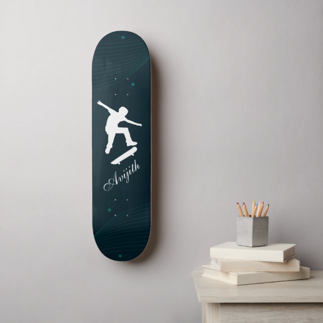 Navy Blue Simple Modern Custom  Skateboard (Wall Art)