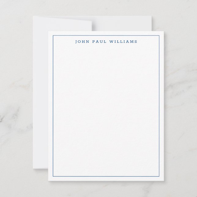 Navy Blue Simple Modern Minimalist Thin Border Card (Front)