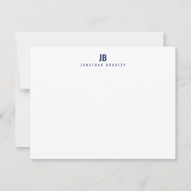 Navy Blue Simple Modern Monogram Professional Card (Front)
