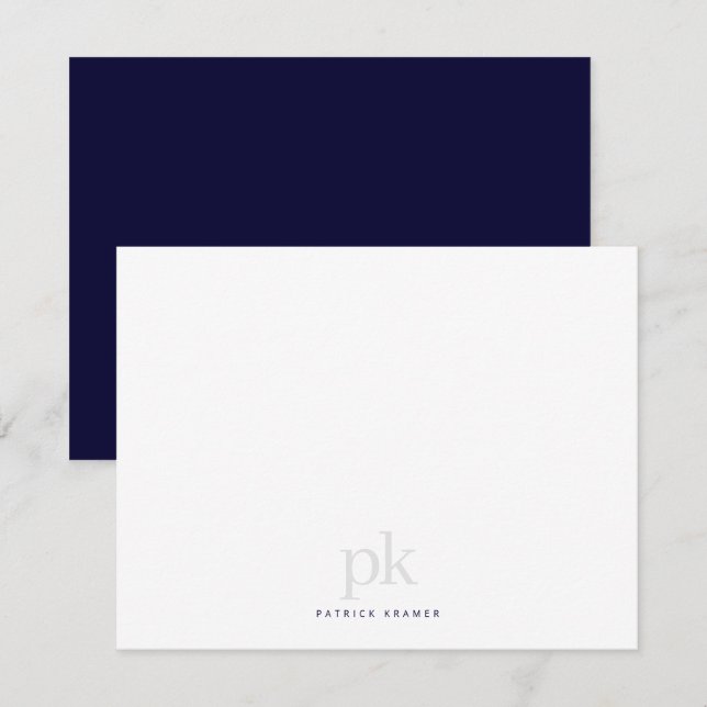 Navy Blue Simple Modern Monogram Professional Card (Front/Back)