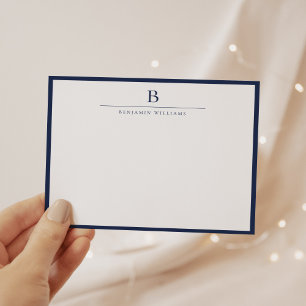 Navy Blue Simple Modern Stationery Classic  Card
