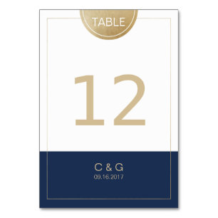 Navy blue simple modern wedding table number