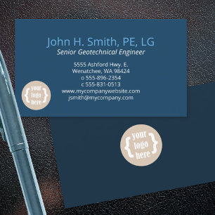 Navy Blue, Simple, Professional Business Card