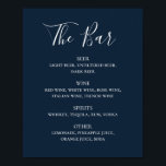 Navy blue simple script wedding drinks bar menu poster<br><div class="desc">Navy blue script wedding drinks bar menu poster. Suitable for birthday,  anniversary and any other party. Please contact me if you need additional items.</div>
