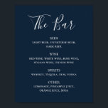 Navy blue simple script wedding drinks bar menu poster<br><div class="desc">Navy blue script wedding drinks bar menu poster. Suitable for birthday,  anniversary and any other party. Please contact me if you need additional items.</div>