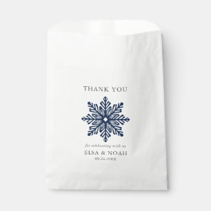 NAVY BLUE SIMPLE SNOWFLAKE WEDDING Thank You  Favour Bags