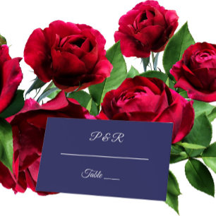 Navy Blue Simple Stylised Script Wedding Place Card