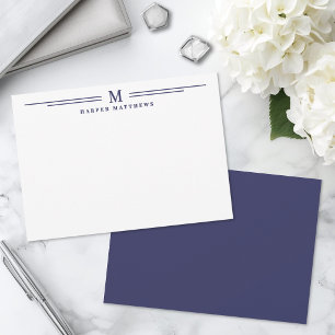 Navy Blue Simple Two Border Minimalist Card