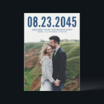 Navy Blue Simple Typography Photo Save the Date<br><div class="desc">Contemporary and unique save the date photo card,  the perfect way to announce your wedding day. Modern photo save the date card featuring navy blue simple typography. Personalise this modern save the date by adding your details. Other colours are available.</div>