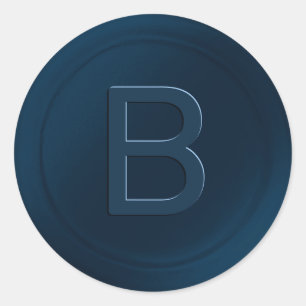 Navy Blue Single Letter Wax Seal Look Sticker