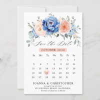 Navy Blue Slate Dusty Blush calendar Save The Date