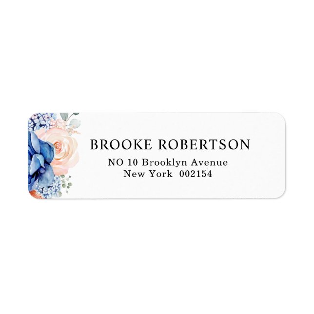 Navy Blue Slate Dusty Blush Pink Floral Wedding  (Front)