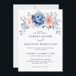 Navy Blue Slate Dusty Blush Pink Floral Wedding  Invitation<br><div class="desc">Navy blue blush pink floral wedding Invitation featuring elegant bouquet of navy blue,  royal blue ,  white ,  blush garden rose,  hydrangea,   and sage green eucalyptus leaves. Please contact me for any help in customisation or if you need any other product with this design.</div>