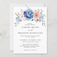 Navy Blue Slate Dusty Blush Pink Floral Wedding 