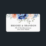 Navy Blue Slate Dusty Blush Pink Floral Wedding  Label<br><div class="desc">Navy blue blush pink floral wedding address label featuring elegant bouquet of navy blue,  royal blue ,  white ,  blush garden rose,  hydrangea,   and sage green eucalyptus leaves. Please contact me for any help in customisation or if you need any other product with this design.</div>