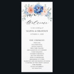 Navy Blue Slate Dusty Blush Pink Floral Wedding Programme<br><div class="desc">Navy blue blush pink floral wedding program featuring elegant bouquet of navy blue,  royal blue ,  white ,  blush garden rose,  hydrangea,   and sage green eucalyptus leaves. Please contact me for any help in customisation or if you need any other product with this design.</div>