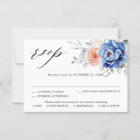 Navy Blue Slate Dusty Blush Pink Floral Wedding