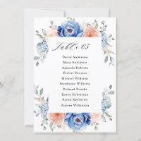Navy Blue Slate Dusty Blush Pink Seating Chart