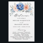 Navy Blue Slate Dusty Blush Pink Wedding Program<br><div class="desc">Navy blue blush pink floral wedding program featuring elegant bouquet of navy blue,  royal blue ,  white ,  blush garden rose,  hydrangea,   and sage green eucalyptus leaves. Please contact me for any help in customisation or if you need any other product with this design.</div>