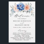 Navy Blue Slate Dusty Blush Pink Wedding Program<br><div class="desc">Navy blue blush pink floral wedding program featuring elegant bouquet of navy blue,  royal blue ,  white ,  blush garden rose,  hydrangea,   and sage green eucalyptus leaves. Please contact me for any help in customisation or if you need any other product with this design.</div>