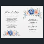 Navy Blue Slate Dusty Blush Pink Wedding Program<br><div class="desc">Navy blue blush pink floral wedding program featuring elegant bouquet of navy blue,  royal blue ,  white ,  blush garden rose,  hydrangea,   and sage green eucalyptus leaves. Please contact me for any help in customisation or if you need any other product with this design.</div>