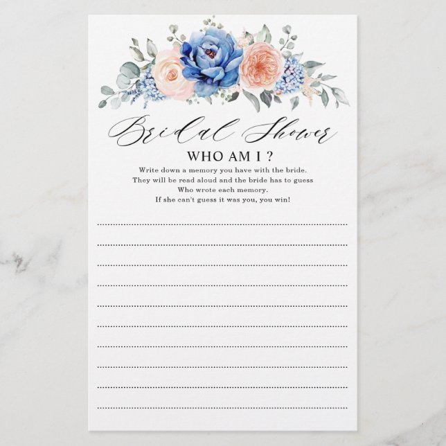 Navy Blue Slate Dusty Blush Who Am I Game      (Front)